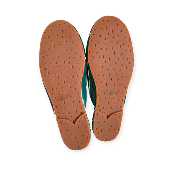 Charlotte Stone Prim Ivy Green White Striped Ballet Slide Flats Size 7 - Picture 8 of 9